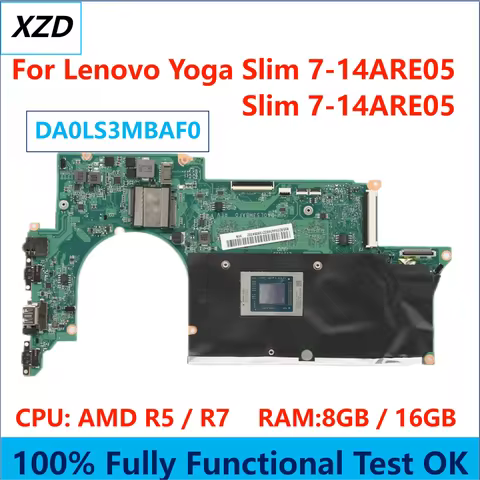 DA0LS3MBAF0 Mainboard For Lenovo ideapad Yoga Slim 7-14ARE05 Laptop Motherboard With AMD R5 R7 CPU 8