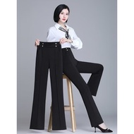 Fat Woman Slightly Flared Pants Elastic High Waist Slimmer Look Drape Casual Pants Spring Summer New