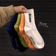 Riri Korean 5Pairs/Pack Week Days Ins Fashion Unisex Solid Color Socks Mid Cut Socks