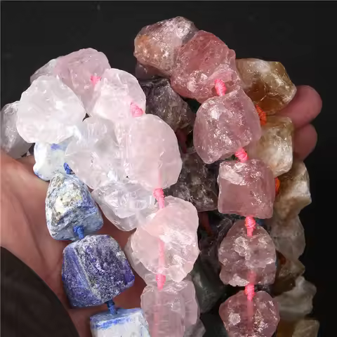 Rough Rose Quartzs Amethysts Raw Bead Freeform Irregular Lapis Lazuli Amazonite Mineral Beads For Je
