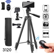 3120 Tripod 3-Way Head With FREE Phone Cliptripod Carry Bag Bluetooth Remote For Phone Mount Camera