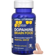 NATURAL STACKS Dopamine Brain Food - 650mg L-Tyrosine Supplement - Dopamine Supplement for Focus & M