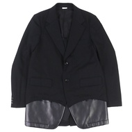全新 △ COMME des GARCONS HOMME PLUS 19SS PC-J059 100% 羊毛 Crazy Suit Era 仿皮下擺混搭材質修身夾克 黑色 M 日本製造 正品男裝