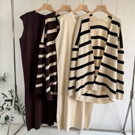 【XIU】Casual Dress Set Women Loose Long Sweater Dress 2 Piece