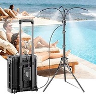 Portable Misting System with 15L Rolling Bucket, 10000mAh Battery Powered Standing Mister for Outsid