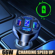 Car Charger Adapter Accessories 66w Fast Charging 4 usb Cigarette Lighter
