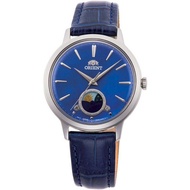 [𝐏𝐎𝐖𝐄𝐑𝐌𝐀𝐓𝐈𝐂] Orient  RA-KB0004A10B RA-KB0004A Classic Sun &amp; Moon Quartz Open Heart Blue Leather Strap Women Watch