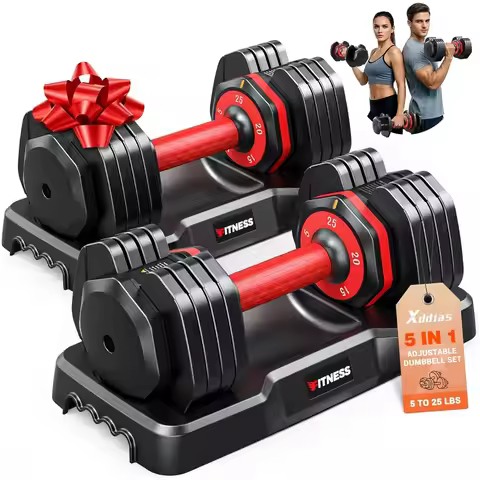 XDDIAS Adjustable Dumbbell Set of 2 with Fast Adjust Weights for Home Gym 25/55/80LB Capacity 5/10/1