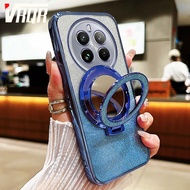 VRQR for Honor X9c 5G Phone Case Flash Powder Electroplating Circle Mirror Bracke Cool Fashionable