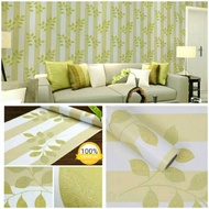 Wallpaper Stiker Dinding Motif Daun Salur Garis WPS189 Dekorasi Kamar Tidur Ruang Tamu Dapur Rumah C