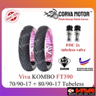 Corva Motor Tayar Kombo Viva Tubeless Tyre Ft390 Bunga Tajam 70/90-17 + 80/90-17 Ft390 Viva