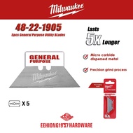 MILWAUKEE 48-22-1905 5pcs General Purpose Utility Knife Blades Refill 5x Longer 48221905