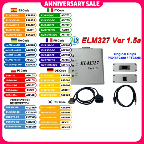 ELM327 USB Ver1.5a with Original PIC18F2480 FT232RL Chips Automotive OBD2 Scanner Tool Compatible wi