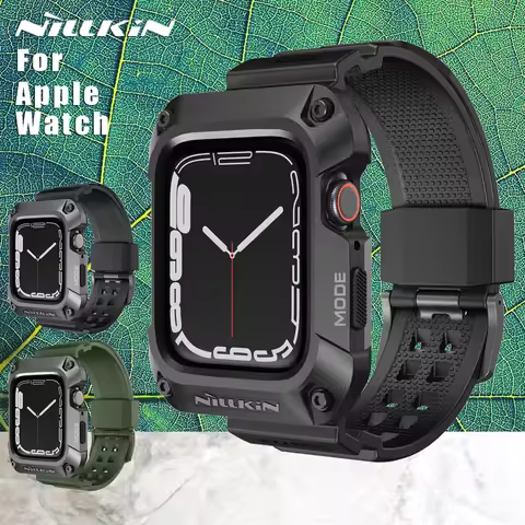 Nillkin for Apple Watch Series 44mm 4 5 6 45mm 7 8 9 band Case Soft iner TPU Metal Stainless Steel D