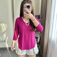 Women's Plain T-Shirt with 7/ Sleeves, 8 Slit Unfinished | Makmur Group Baju Perempuan Baju T Shirt 
