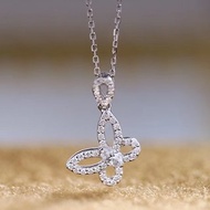 18K白金鑽石吊墮-小蝴蝶設計 連項鏈