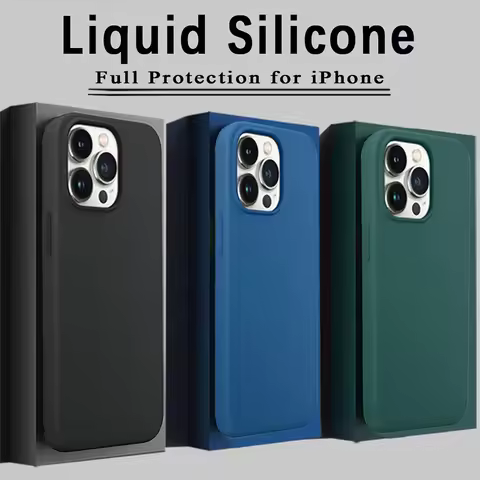 Original Liquid Silicone Luxury Case For iPhone 15 11 12 13 14 Pro Max mini 7 8 6 Plus XR X XS MAX 5
