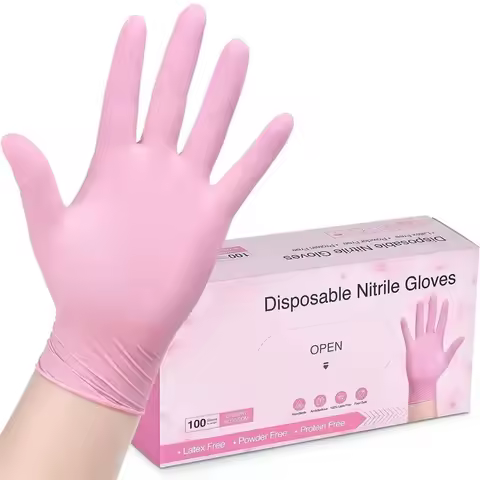 20/100PCS Pink Nitrile Gloves Disposable Powder Free Tattoo Gloves for Household Cleaning Kitchen Wo