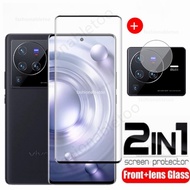 2 in 1 Screen Protector Tempered Glass Film For Vivo X70 X80 X90 pro + Plus X90Pro X80pro X70pro X 90 X 80 X 70 Camera Back Lens Protective Glass Full Cover Front Film