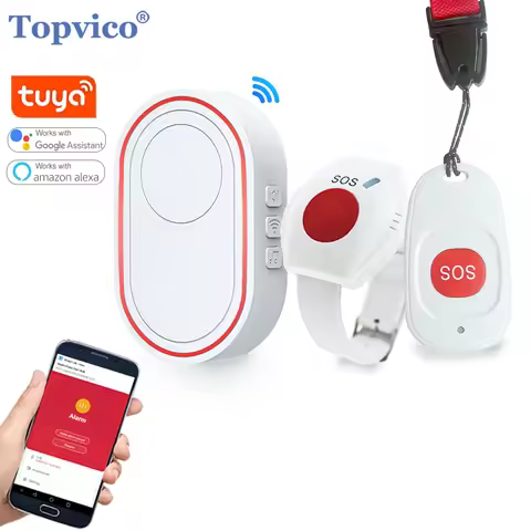 Topvico Tuya Emergency Panic Button WIFI for Elderly Alarm SOS Bracelet Wireless Caregiver Pager Wat