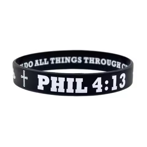 1 PC JOSHUA 1:9 ROMANS 12:2 Philippians 4:13 JOHN 3:16 The Holy Bible Silicone Bracelet Religion Fai