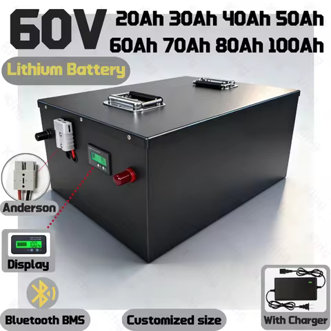 King-Batterie 60V 20Ah 30Ah 40Ah 50Ah 60Ah 70Ah 80Ah lithium-ion battery pack and charger suitable f