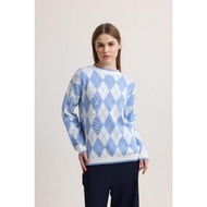 Morphidae - Aurore Argyle Women's Blue Knit Sweater