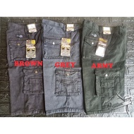 Men's short canvas cargo pants below the knee