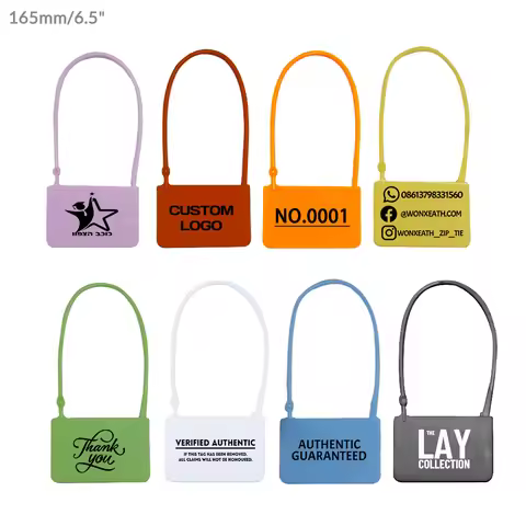 100Pcs Custom Logo Disposable Plastic Security Seals Zip Tie Tags for Clothing Shoes Bags 165mm 6.5"