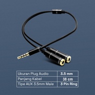3.5mm Male to 3.5mm Female Audio Splitter Headphone Mic 38cm - AV114 - No Color
