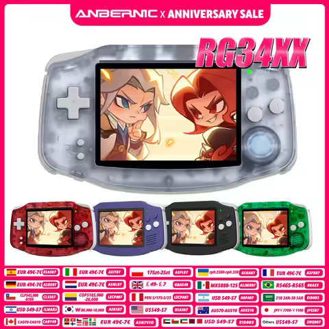 ANBERNIC NEW RG34XX Retro Game Console With 64G TF Card Portable Gaming Console 3.4 Inch IPS Screen 