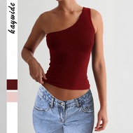 Summer Y2K Yoga All-Match Diagonal Collar Strapless Fitness T-Shirt Vest Top D8U9