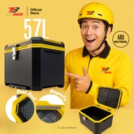 Universal Motorcycle 57L ABS Top Box [Free Base Plate + Inner Cushion Pads] | Delivery Box | Black