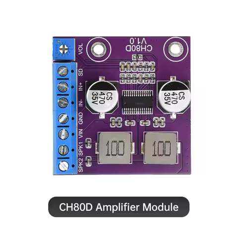CH80D 80W Stereo Serial Class-D Audio Amplifier Single Channel Voice Audio Amplifier Module DC 5-26V