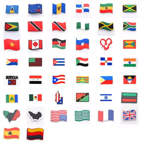 Difference Country Flag Shoes Charms Designs Shoes Decoration Charms Soft PVC Shoe Accessories For C