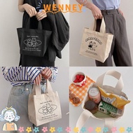 WENNEY Canvas Lunch Box, Picnic Tote Small /Larger Lunch Bag,  Cloth Container Handbag Pouch