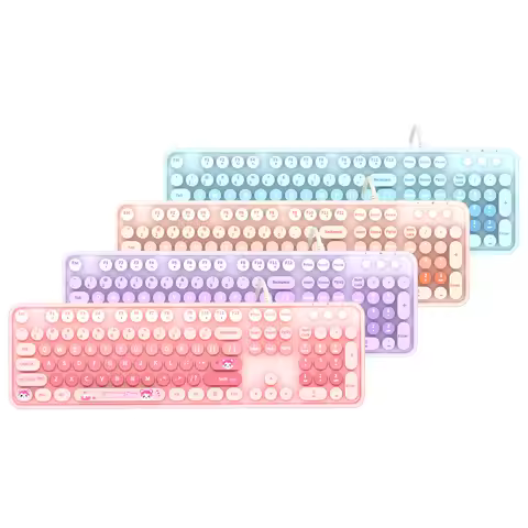 MOFII Sweet Wired Keyboard For Women, Cute And Stylish, Pink Color, Suitable For Office, Home, Deskt