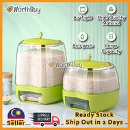 Worthbuy 5KG/10KG Airtight Rice Dispenser Transparent Rice Box Rice Container Kitchen Organizer 米桶 Bekas Beras