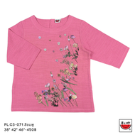 แตงโม (SUIKA) - เสื้อแตงโม คอปาดแขนสามส่วน ผ้าสลาฟ พิมพ์ลายดอกไม้ ( PL.C3-044 060 071 079  )