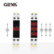 GEYA GV-1P/3P Single Three Phase Modular Voltage Meter LED Display AC 80-500V 220V 380V DIN Rail