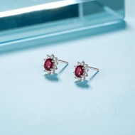 Rio Diamonds Borien Ruby Diamond Earring 18K White Gold