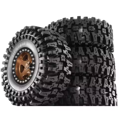 4pcs 120mm Metal 1.9" Beadlock Wheel Rim Tire Set for 1/10 RC Crawler Car Axial SCX10 Wraith RR10 Ca