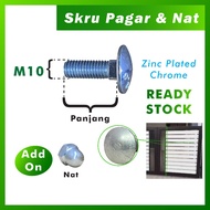 M10 GI GATE SCREW AND CAP NUT/CARRIAGE BOLT/SKRU PAGAR GATE
