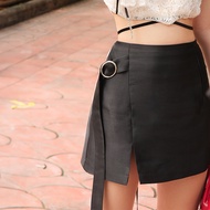 LUCA STUDIO_Abigail skirt - กระโปรง mini ผ่าข้าง แต่งหัวเข็มขัดและสายปรับเอว ซิปซ่อนด้านหลัง