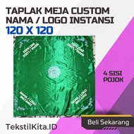 TEXTILEKITA.ID - Custom Tablecloth with Name Logo 120 x 120 (2-4 sides)