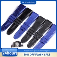 Top Quality 28mm Nylon Cowhide Silicone Watch Strap Suitable For Franck Muller Series Watch Black Bl