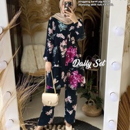 Baju Setelan Wanita Muslimah Baju Setelan Tunik Daily rose set size XL