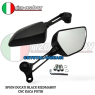 PUTIH Ducati Rizo-maboy Mirror CNC White Glass/Razo-maboy Black CNC Motorcycle Mirror Universal White Glass/ Rizo-maboy Rearview Mirror Ducati CNC Universal Motorcycle Vario Aerox Lexi Pcx Nmax Adv Vixion Satria Sonic Mx king Verza Ninja Cbr Crf Klx R15 R