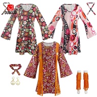 60s 70s Women Hippie Costume Accessories Hippie Disco Dress  Halloween Boho Flared Hippie Dress