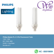 Philips Light Tube PLC 2 Pin 13W 18W Fluorescent Tube Master PL-C 2P G24 G24d G24d-1 827 840 865 [Bundle of 2]